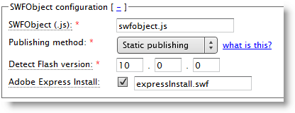 SWFObject configuration