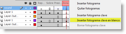 Insertar fotograma clave en blanco