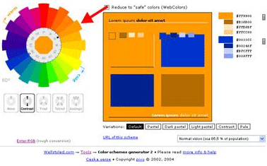 Combinación de colores complementarios en línea