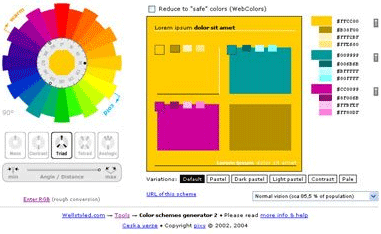 Combinación de colores triádica en línea